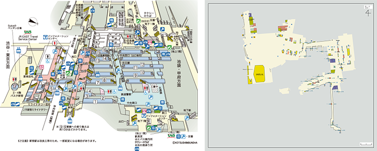 駅構内鳥瞰図、平面図